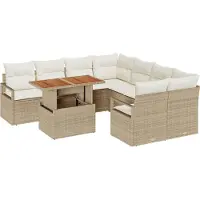 vidaXL Tuinbank Set 9 st 8-Aantal zitplaatsen Beige en Crème
