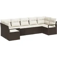 vidaXL Tuinbank Set 7 st Bruin en wit poly rattan