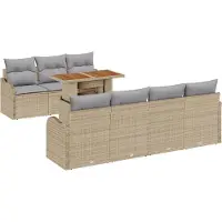 vidaXL Tuinbank Set 8 st beige en lichtgrijs