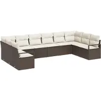 vidaXL Tuinbank Set 10 st Bruin en wit poly rattan