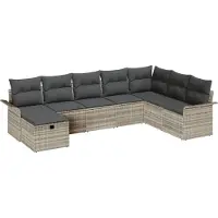 vidaXL Tuinbank Set 8 st Lichtgrijs poly rattan