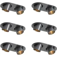 QAZQA Set van 6 inbouwspots gunmetal GU10 35mm kantelbaar 2-lichts - Installa