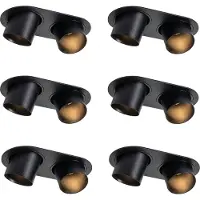 QAZQA Set van 6 inbouwspots zwart GU10 50mm 2-Lichts - Installa