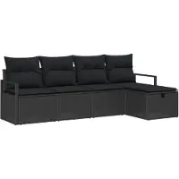 vidaXL Bankset, 5 stuks, 5 zitplaatsen, zwart, polyrotan