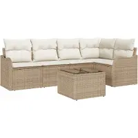 vidaXL Tuinbank Set 6 st Beige poly rattan