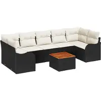 vidaXL Tuinset, 8-delig, zwart, polyrotan