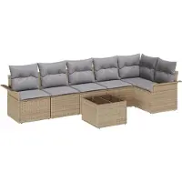 vidaXL Tuinbank Set 7 st Beige poly rattan