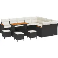 vidaXL Tuinbank Set 13 st 9-Aantal zitplaatsen Zwart Poly Riet