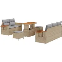 vidaXL Tuinbank Set 10 st 7-Aantal zitplaatsen Beige en Lichtgrijs