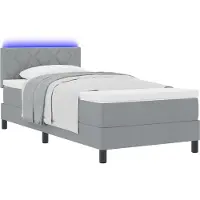 vidaXL Boxspring bed met hoofdeinde Lichtgrijs 90 x 200 cm Stof