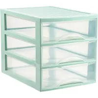 PlasticForte Ladekastje bureau organizer - 3 lades - groen/transparant - L26 x B35 x H27 cm - kunststof
