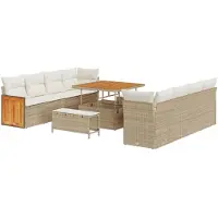vidaXL Tuinbank Set met kussen 12 pcs Beige en Crème poly rattan