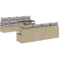 vidaXL Tuinbank Set 9 st 6-Aantal zitplaatsen Beige en Lichtgrijs
