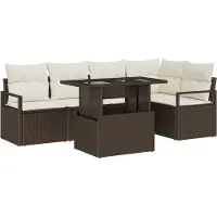 vidaXL Tuinbank Set 6 st 5-Aantal zitplaatsen Bruin Poly rattan