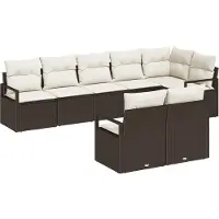 vidaXL Tuinbank Set 8 st Bruin en wit poly rattan
