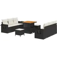 vidaXL Tuinbank Set 9 st 6-Aantal zitplaatsen Zwart en Crème