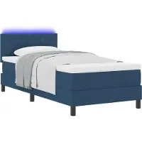 vidaXL Boxspring bed met LED-stripverlichting Blauw 90 x 190 cm Stof