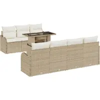 vidaXL Tuinbank Set 8 st 7-Aantal zitplaatsen Beige Poly Riet
