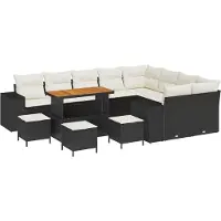 vidaXL Tuinbank Set 13 st 9-Aantal zitplaatsen Zwart en Crème