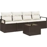 vidaXL Bankstel 5 st 4-Aantal zitplaatsen Bruin en Crème poly rattan