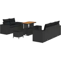 vidaXL Tuinbank Set 8 st 8-Aantal zitplaatsen Zwart Poly Riet