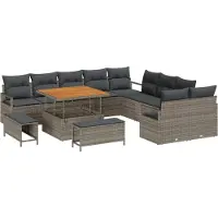 vidaXL Tuinset met 13 stukken, grijs, polyrotan