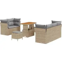 vidaXL Tuinbank Set 8 st 5-Aantal zitplaatsen Beige en Lichtgrijs