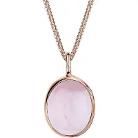 Elli - Halsketting - Dames Oval Eenzaam Hanger met Rozenkwarts in 925 Sterling Zilver Roségoud Verguld - Dames