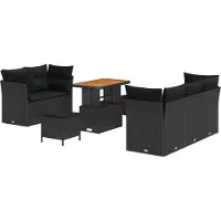 vidaXL Tuinbank Set 8 st 5-Aantal zitplaatsen Zwart poly rattan