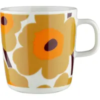 Marimekko Oiva/unikko Mok 40 Cl Wit / Caramel - Koffiekopjes Steengoed White - 074565-182