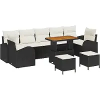 vidaXL Tuinbank Set 10 st 9-Aantal zitplaatsen Zwart en Crème