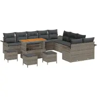 vidaXL Tuinbank Set 14 st 13-Aantal zitplaatsen Grijs