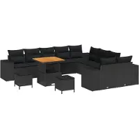 vidaXL Tuinbank Set 13 st Zwart poly rattan