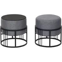 En.casa Krukje en bijzettafel Tas rond 2-in-1 set stapelbaar donkergrijs en zwart []