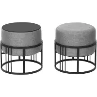 En.casa Krukje en bijzettafel Tas rond 2-in-1 set stapelbaar lichtgrijs en zwart []