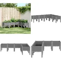 vidaXL Plantenbak met poten 160x120x42 cm polypropeen lichtgrijs