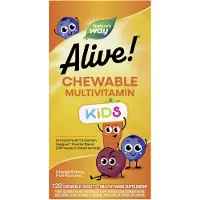 Nature'S Way , Alive! Kids, Eetbaar Multivitamine, Oranje & Berenfruit, 120 Eetbare Tabletten