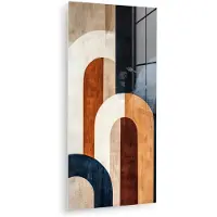 MuchoWow Glasschilderij 20x40 cm - Schilderij acrylglas - Abstract - Vormen - Donkerblauw - Foto op glas - Muurdecoratie woonkamer - Wanddecoratie slaapkamer - Schilderijen