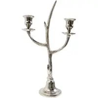 Mars & More Kaarsen Standaard gewei zilver 2 h38 d12x9,5cm
