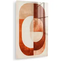 MuchoWow Glasschilderij 80x120 cm - Schilderij acrylglas - Illustratie - Abstract - Vormen - Rood - Foto op glas - Muurdecoratie woonkamer - Wanddecoratie slaapkamer - Schilderijen