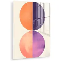 MuchoWow Glasschilderij 60x80 cm - Schilderij acrylglas - Abstract - Cirkels - Paars - Foto op glas - Muurdecoratie woonkamer - Wanddecoratie slaapkamer - Schilderijen