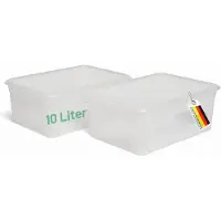 Novaliv 2x Opbergdoos transparant met deksel 10L Nestbare stapelbare kunststof doos met clipsluiting Kunststof doos Transparant BPA-vrij 37x26x14 cm