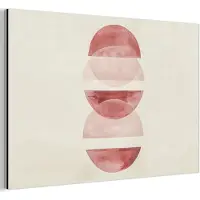 MuchoWow Aluminium schilderij 150x100 cm - Wanddecoratie metaal - Minimalistisch - Cirkels - Roze - Metalen muurdecoratie woonkamer - Decoratie industrieel - Foto op dibond - Industriële accessoires slaapkamer