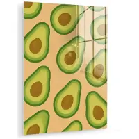 MuchoWow Glasschilderij 30x40 cm - Schilderij acrylglas - Avocado - Patroon - Groen - Pit - Foto op glas - Muurdecoratie woonkamer - Wanddecoratie slaapkamer - Schilderijen
