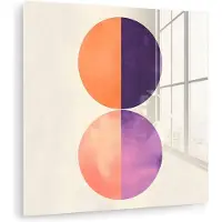 MuchoWow Glasschilderij 90x90 cm - Schilderij acrylglas - Abstract - Cirkels - Paars - Foto op glas - Muurdecoratie woonkamer - Wanddecoratie slaapkamer - Schilderijen