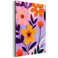 MuchoWow Aluminium schilderij 60x80 cm - Wanddecoratie metaal - Bloemen - Kleurrijk - Bladeren - Metalen muurdecoratie woonkamer - Decoratie industrieel - Foto op dibond - Industriële accessoires slaapkamer