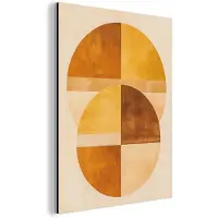 MuchoWow Aluminium schilderij 60x80 cm - Wanddecoratie metaal - Cirkels - Geel - Minimalistisch - Metalen muurdecoratie woonkamer - Decoratie industrieel - Foto op dibond - Industriële accessoires slaapkamer