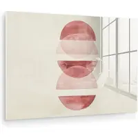 MuchoWow Glasschilderij 150x100 cm - Schilderij acrylglas - Minimalistisch - Cirkels - Roze - Foto op glas - Muurdecoratie woonkamer - Wanddecoratie slaapkamer - Schilderijen