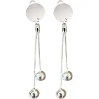 Charme Bijoux Clip oorbellen- Two Ball- Zilverkleur- Geen gaatje- Lang-