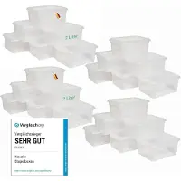 Novaliv 24x opbergdozen met deksel klein 2 L transparant nestbaar stapelbaar kunststof dozen met clipsluiting kunststof BPA-vrij 20x16,5x9 cm